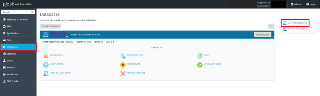 การเชื่อมต่อ Database จากภายนอกบน Control Panel Plesk : 2click user meneagement